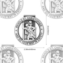 St Christopher Medal for Car Visor Clip, Saint Christopher Medal for Car Car Accessories Bless Driving Safety Religious Gift for Driver, Parent, Family, Friend, Go Your Way in Safety.(2 PCS)