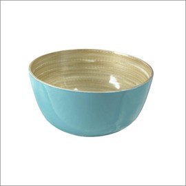 Caytre Living Decorative Painted Wooden 4.7 Inch x 2.4 Inch Medium Bamboo Bowl Set of 4 Bowls- Turquise