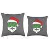 Funny Hipster Santa with green Ski Goggles Snowboard Throw Pillow