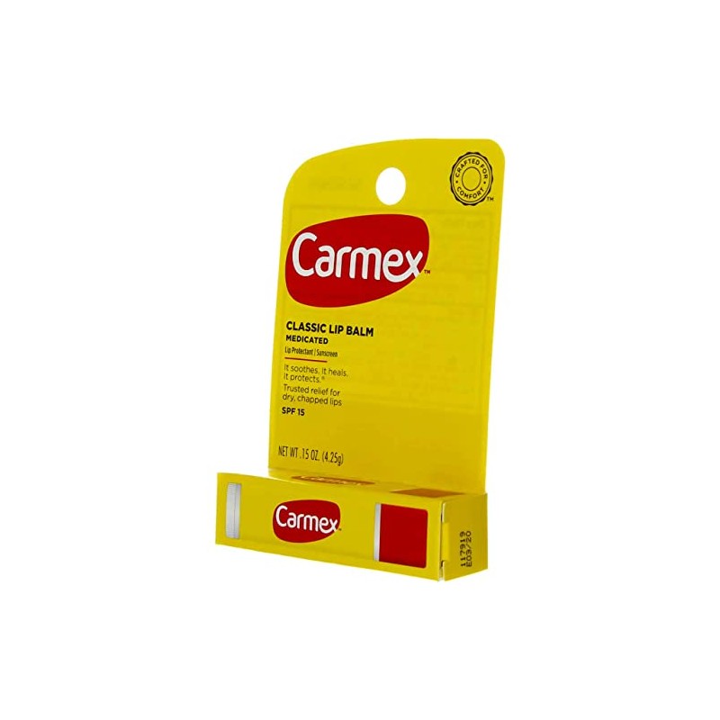 Carmex Bálsamo labial clásico, protector labial protector solar SPF 15,