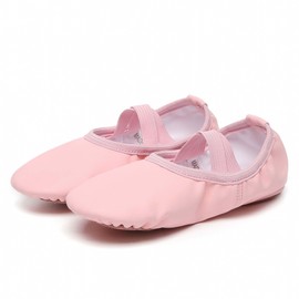 Danzcue - Zapatillas de ballet para niñas, lona suave, piel sintética, con suela antideslizante, ideales para ballet y niños, Piel rosa claro, 14 MX Niñito