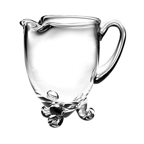 Barski Handmade Round Footed Glass Pitcher with handle, With Spout,