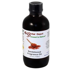 Essential Depot Sandalwood Fragrance Oil - Supplied in 4 oz. Amber Glass Bottle with Black Phenolic Cone Lined and Safety Sealed Cap