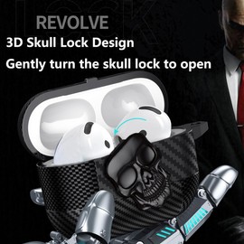 Ephoou for AirPods 4 Gen 2024 Case Cover with Lock, Girls Boys Funny Skull Full Body Shockproof Hard Shell Protective Case with Carabiner Keychain for Airpods 4th Generation Skull Black