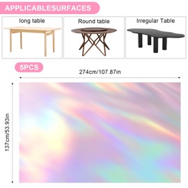 5 Stück Holografische Tischdecken 137×274 cm Bunt Glitzer Tischdecke Party Tischdecke Wiederverwendbar & Wasserdicht – Ideal für Kindergeburtstage, Hochzeiten, Partys & Events