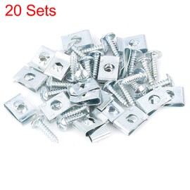 X AUTOHAUX 20 Sets 4.2x16mm U Clip Screw Assortment Car Clips Fasteners with Screws for Bumper Dash Door Panel Interior Silver Tone