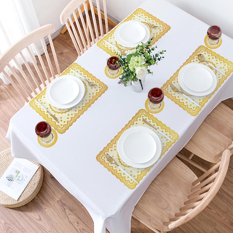 SNAIL GARDEN Placemats&Coaster Set of 12,Rectangular Table Mats Set,Washable Round
