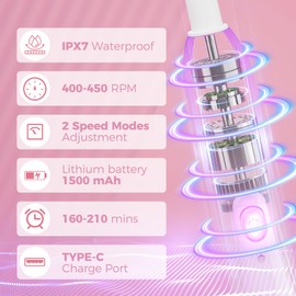 Electric Bottle Brush Cleaner,Rechargable Baby Bottle Brush with Thermometer,Drying Rack,Waterproof Baby Bottle Cleaner with Nipple&Straw Brush,Perfect Essentials Gift for New Mom (Sakura Pink)