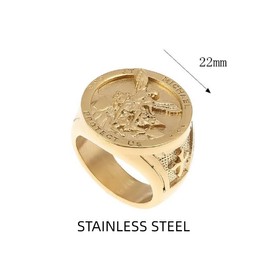 Archangel Angel Ring for Men Christian Archangel Ring, Catholic Archangel Angel Ring Gold Archangel Totem Ring Men’s Vintage Archangel Cross Jewelry Archangel Angel Cross Signet Ring (12)