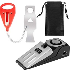 Hotel Door Lock Travel Safety 3 in 1 Portable Door Lock & Alarm Kit – Adjustable, 120dB Door Stop Alarm with Non-Slip Base, Includes Carry Pouch for Home & Hotel Safety