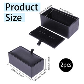 CHGCRAFT 2 Pcs Velvet Cufflink Tie Clip Box Black Storage Gift Box Jewelry Display Box for Engagement Birthday Anniversary, 3.35×1.77inch