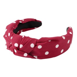 Jaciya Knotted Headbands for Women Girls Red Polka Dot Teacher Headband Non Slip Wide Headband Knot Head Band Vintage Fashion Hairband Hair Accessories