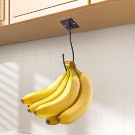 BJUTYEU Self-Adhesive Banana Hook, Grape Hook, Kitchen Banana Hanger, Keep Bananas Fresh Under The Cabinet, with Magnetic Absorption Storage Perfect Design 1 Pieces Antique Color