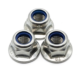 Hippo Hardware M6 (6mm) Nyloc Nuts A2 Stainless Steel Nylon Insert Flange Locking Nuts (Pack of 50)
