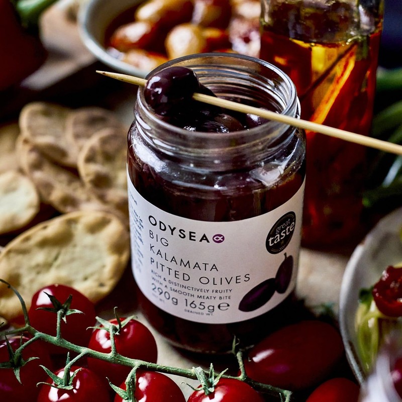 Odysea Big Kalamata Pitted Olives, Glass Jar, 290 g