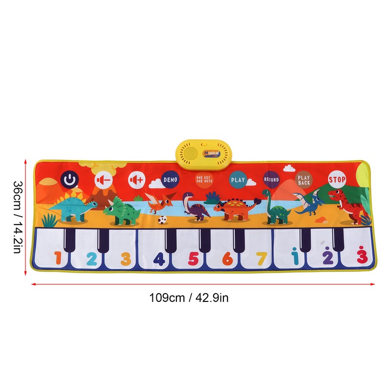 Music Piano Keyboard Dinosaur Picture Adjustable Sounds Music Touch Play
