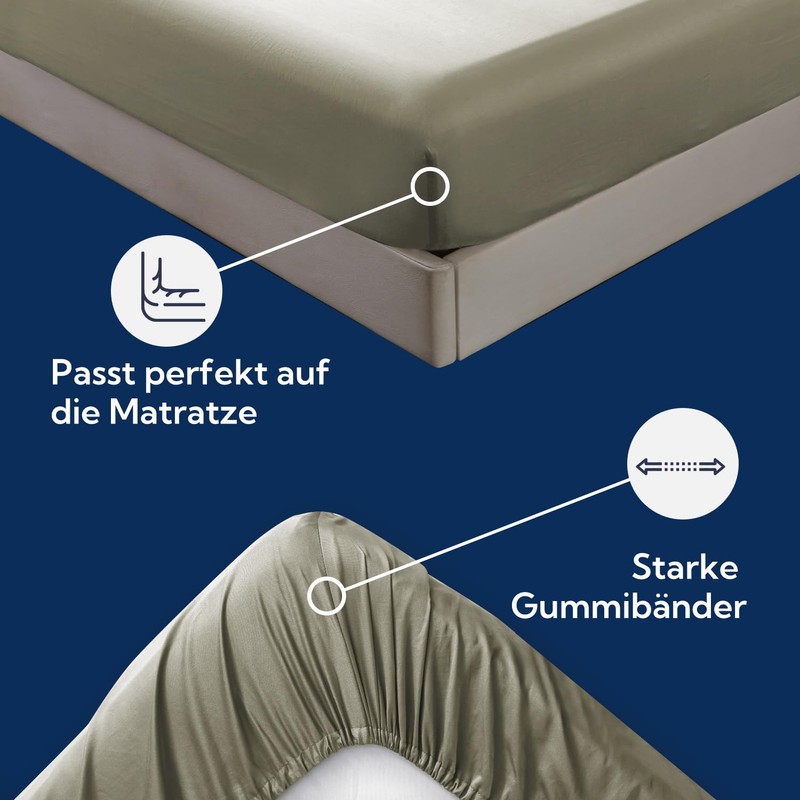 MILDLY Fitted Sheet 90 x 190 cm Satin, 100% Long