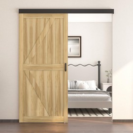 Barnsmith 6FT Sliding Barn Door Hardware Track Kit with Handles, Low Clearance Aluminium Alloy Box Rail Track, Black