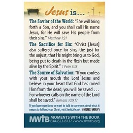 Moments With The Book Call His Name Jesus (Mini Gospel Tract Card - Packet of 100 - NKJV)