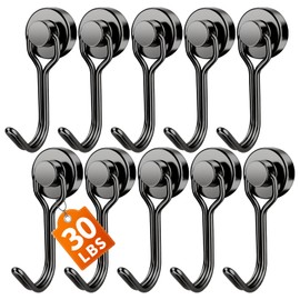 FINDMAG Magnetic Hooks, 30lbs+ Strong Magnetic Hooks Heavy Duty 2026 Criuse Ship Essentials, Black Refrigerator Magnet Hooks for Hanging, Office, Grill, Kitchen, Beach Vacation - 10 Pack