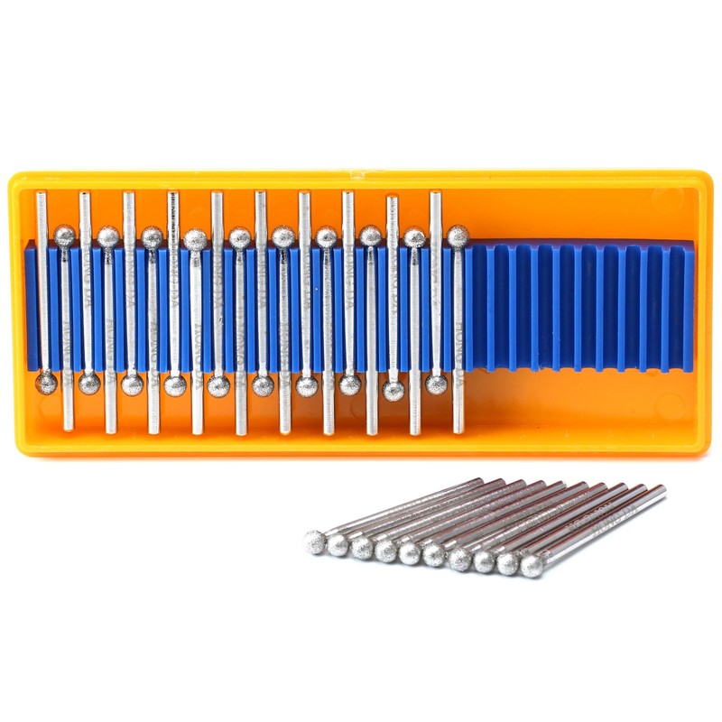 JINGLING Diamond Grinding Bits 5mm 3/16" Round Ball Tipped Burrs
