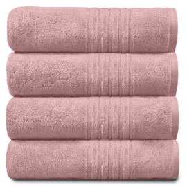 GC GAVENO CAVAILIA New Hampton Hand, Ultra Soft Extra Absorbent Pack of 4 Luxury Towel Set, 100% Ringspun Cotton, Egyptian, Blush Pink, 50x80 Cm