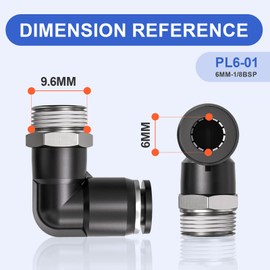 Bwintech 12 Pcs 6mm Tubing OD x 1/8" Male BSP Thread 90 Degree Elbow Push in Connect Pneumatic Fitting,PL6-01 Quick Release Air Line Adapter