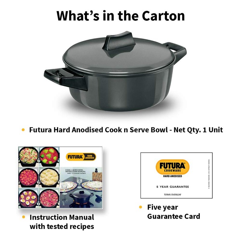 Hawkins Futura 2 Litre Cook n Serve Bowl, Hard Anodised