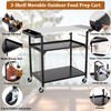 GarveeLife Outdoor Grill Table Cart with 4 Wheels, Stainless Steel