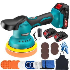 Cordless Car Buffer Polisher Kit with 2x21V Batteries, 6 Inch Car Polisher with 8 Variable Speed Max 6000RPM & 21 PCS Attachments, Buffer Polisher for Car Detailing, Sanding, Scratch Removing