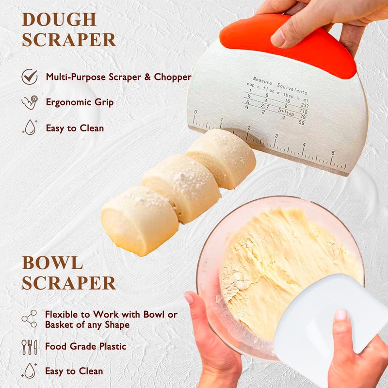 Complete Sourdough Starter Kit, Banneton Bread Proofing Basket with Glass
