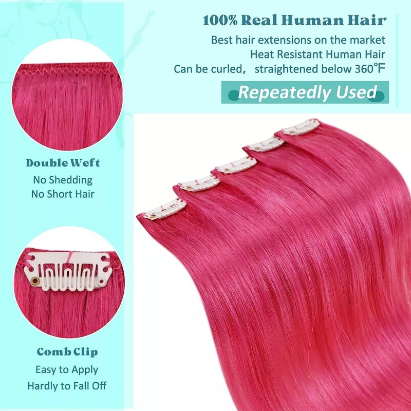 Runature Extensiones Cabello Humano 25gr 16in 5pz Rosa Caliente
