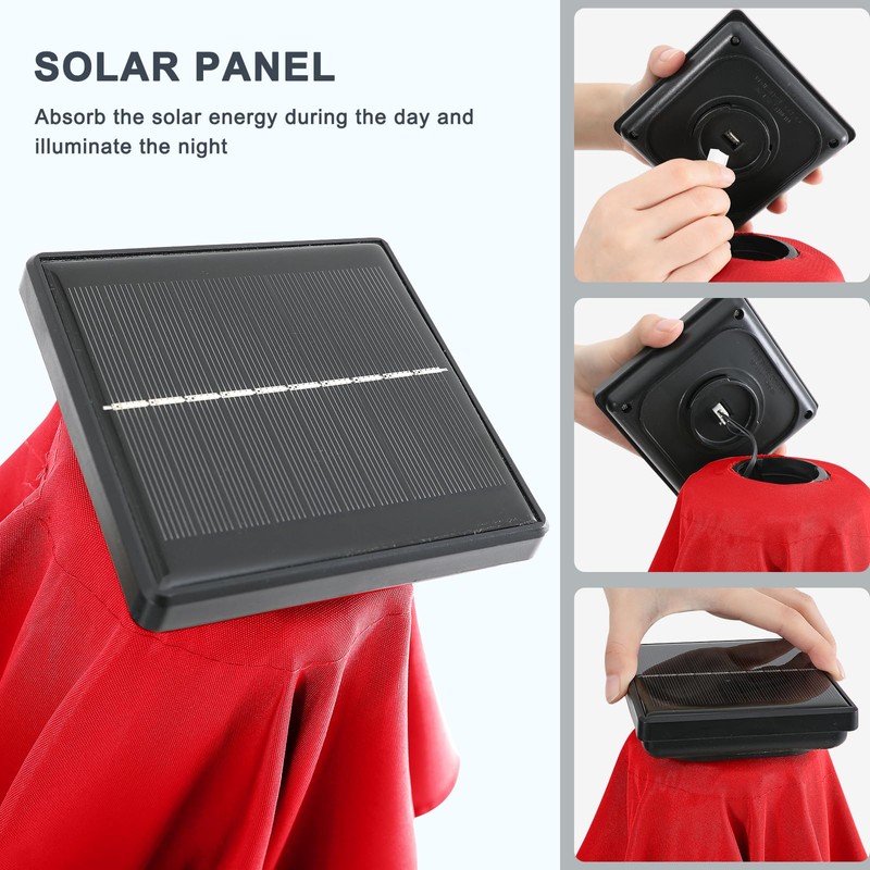 MASTERCANOPY Patio Umbrella with Solar LED Lights (7.5ft,Red)