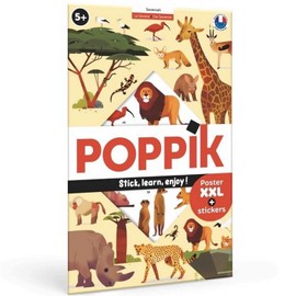 POPPIK Sticker Poster, Savannah, Interactive Educational Poster with Removable Stickers, Multilingual Knowledge Poster, for Ages 5+ (68x100cm) 1841163