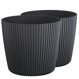 Tymar Flowerpot, planter, pack of 2, round shape (2 pack), matte black, diameter 30 cm)