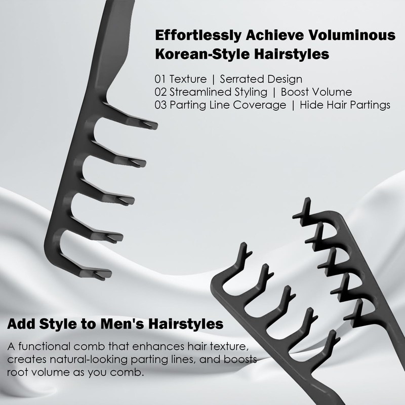 HSYWSH 2 PCS Texture Comb, Wide Tooth Styling Comb, Curly