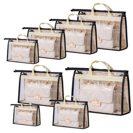 SZXFMY 8 Pack Handbag Storage Organizer Dust Bags Transparent Hanging Purse Organizer Wallet Storage Bag for Hanging Closet with Handle and Zipper Handbag