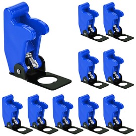 MKBKLLJY Pack of 10 12 mm/0.47 inch Mounting Hole Blue Safety Flip Covers Dustproof Waterproof Plastic Cap Aeroplane Protective Cover for Toggle Bat-Handle Switch, Heavy Duty Toggle Rocker Switch