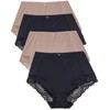 Barbra's High Waist Leg Elegant Lace Trim Panties, Assorted Color(