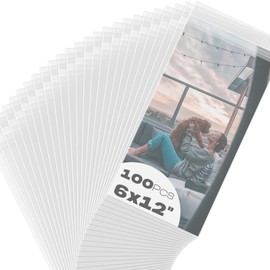 AUEAR, 6"x12" (100 Pack) Clear Plastic Sleeves - Acid Free 1.6 Mil Crystal Resealable Bags -Fit for 6x12 Prints, Photos, Art Works
