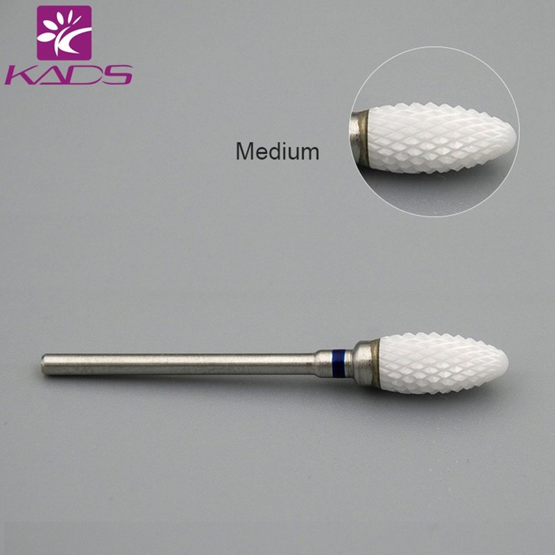 KADS 3Pcs Ceramic Nail Drill Bit Flame/Bullet Shaped Electric Rotary