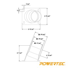 POWERTEC 70124 Universal Dust Port, 2 1/2"