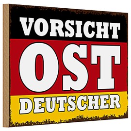Caution East German | Decorative Wooden Sign in Retro Style for Collectors and Decorators | 20 cm x 30 cm