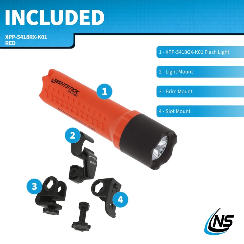 Nightstick Flashlights XPP-5418RX-K01, Multi-Angle Mount, Red