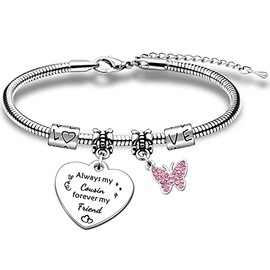 JETTOP Cousin Gifts for Women Cousin Bracelet Cousin Birthday Christmas Presents