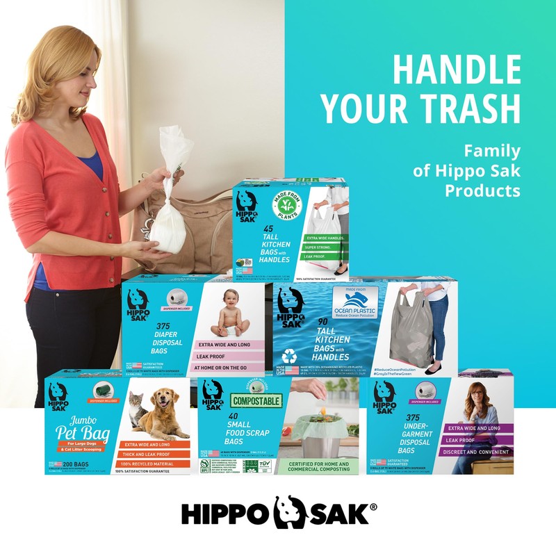 Hippo Sak - Plant Based Tall Kitchen Garbage Bags with