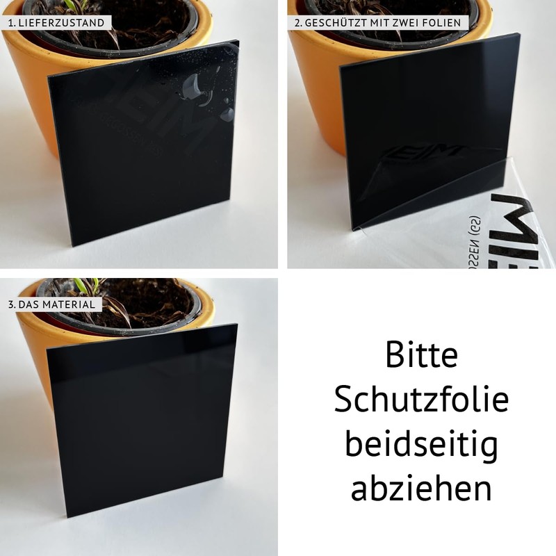 Acrylic Glass PMMA GS Black Glossy Laser Cut Made to