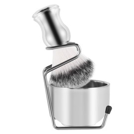 Plmvhpb Shaving Set, Soap, Bowl + Shaving Brush + Holder, Stainless Steel + Nylon Brush Set, Pure Hair