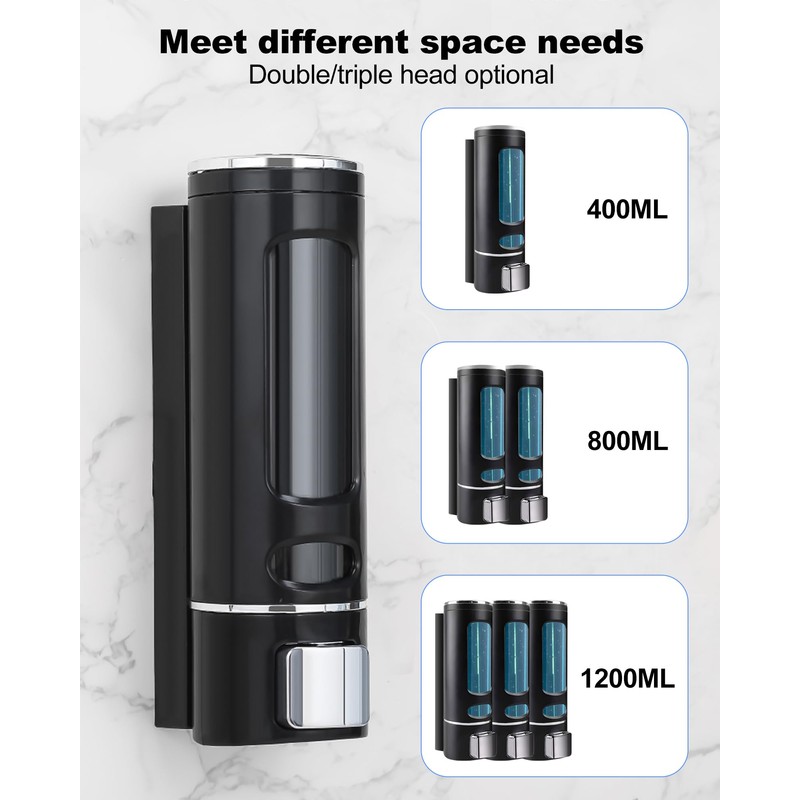 Soap Dispenser Wall Mounted 400ML,Liquid Shower Gel Shampoo Bottle for