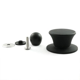 PZRT Universal Pot Lid Cover Knob,Anti-Heat Silicone 2.3 inch Base Replacement Cookware Pot Lid Handle Circular Handgrip with Screw Nut - Black